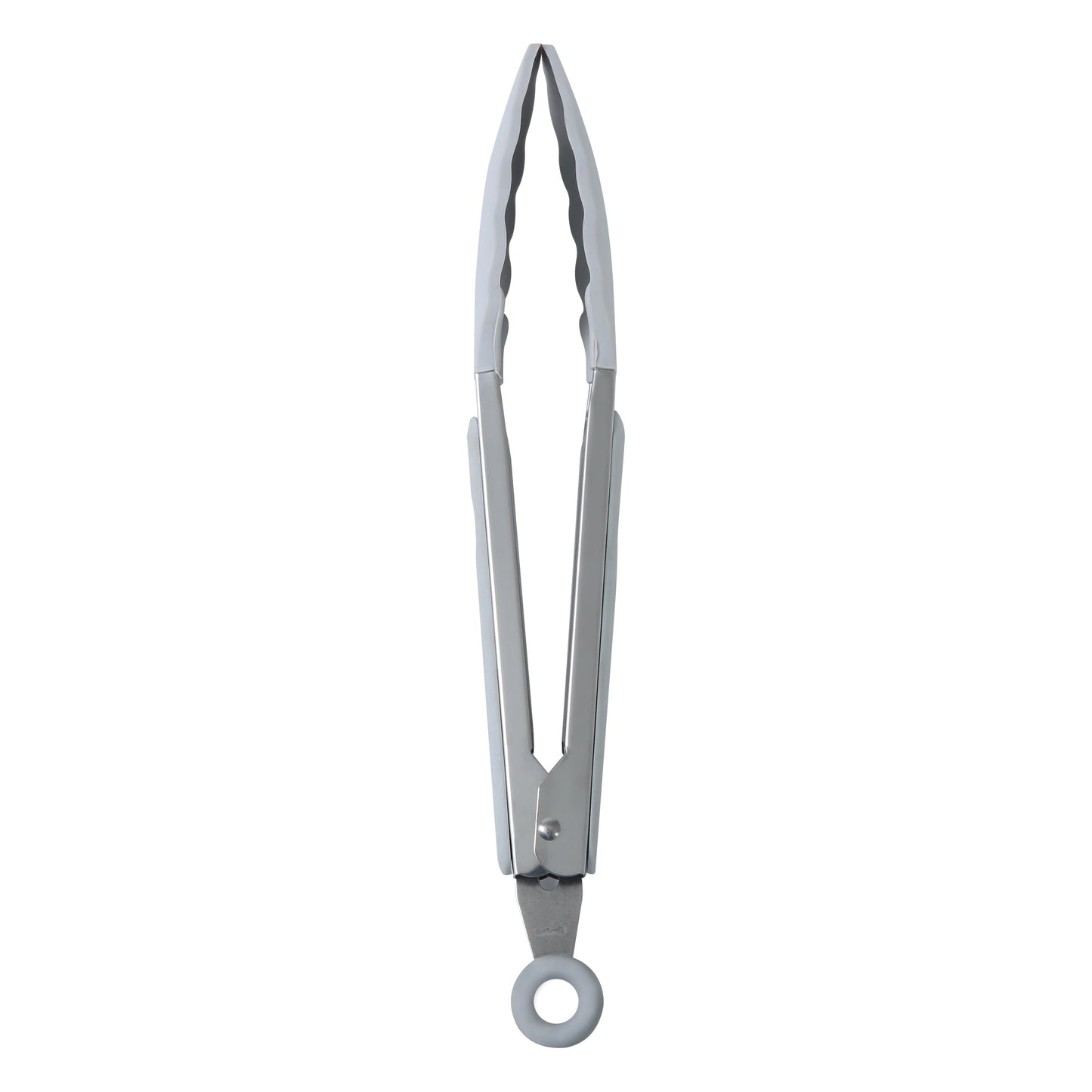 Durable Steel 9" Stainless Steel and Silicone Locking Tongs, Soft Grip Handle, Grey Flannel - Professional Kitchen Tool for Culinary Enthusiasts Detail