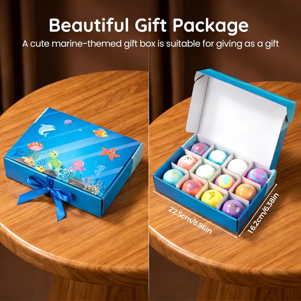 2026 New Bath Bombs Gift Set, 12pcs Bath Bombs with Toy Inside, Best Birthday, Party, Gift Set (Blue)
