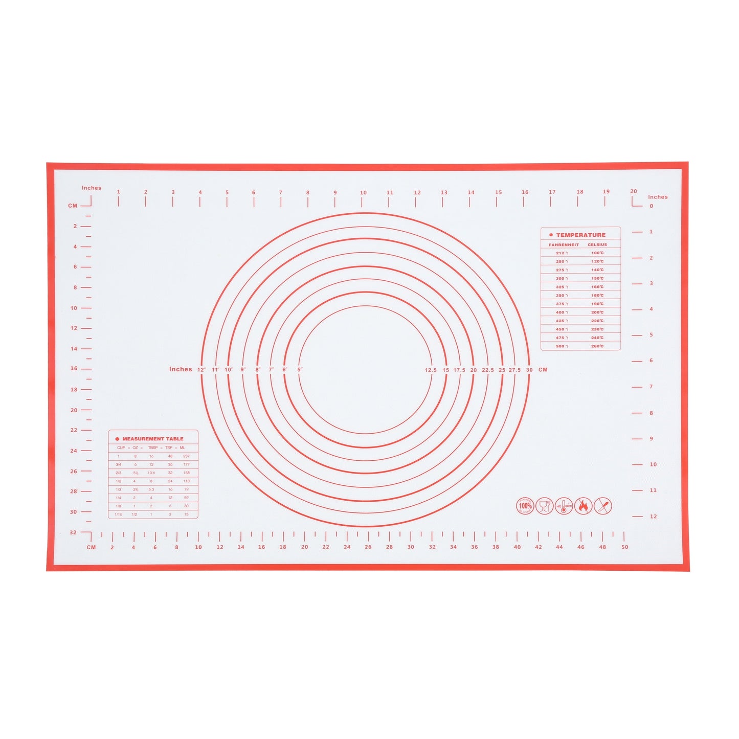 Ergonomic Manual Reusable Silicone 24"x 18" Pastry Mat with Measurements - Multi-Functional Manual Food Chopper & Slicer Detail