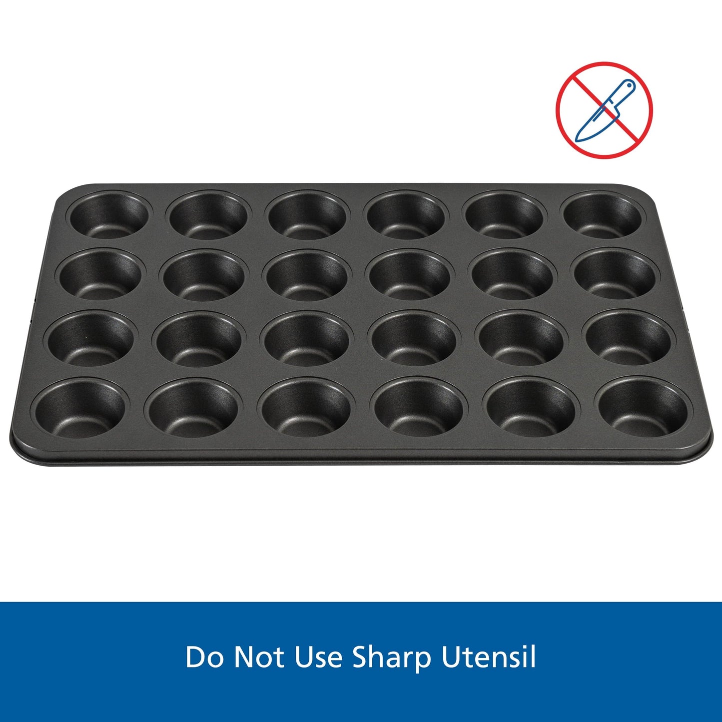 Innovative 24 Cavity Mini Muffin Pan, Non-Stick Bakeware,1.8 inch Diameter Cups,Gray,Carbon Steel - Multi-Functional Manual Food Chopper & Slicer Detail