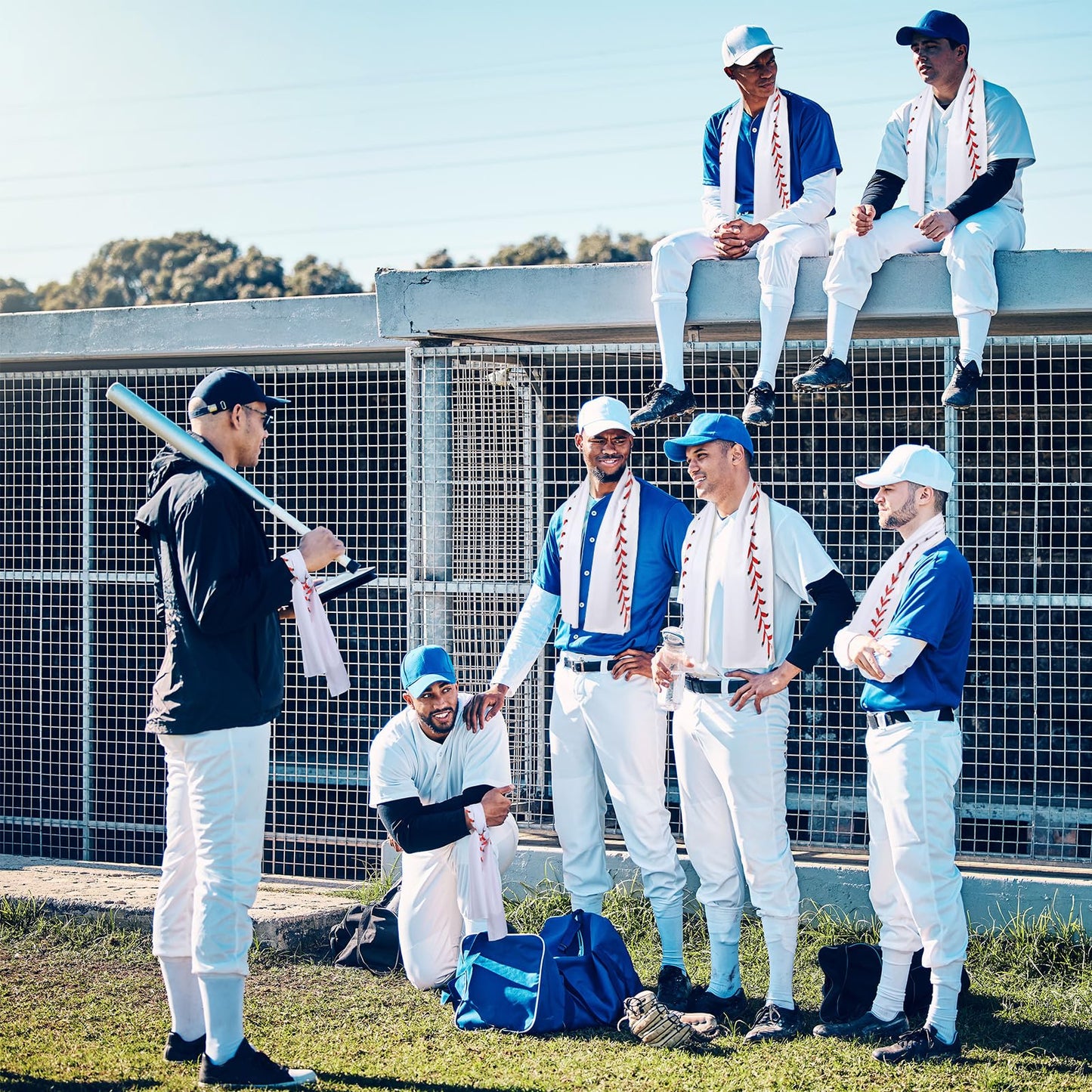 Tegeme 12 Pcs Ice Cream Drip Baseball Cooling Towels, 47"x12" Team Gifts Breathable Chilly Ice Towel, Microfiber Sport Cooling Rags Accessories for Player Gym Running Coach Gift