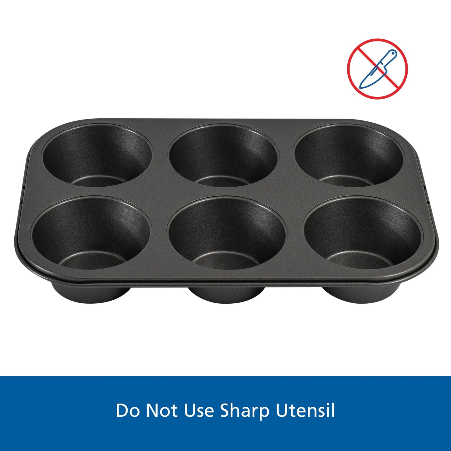 Premium Kitchen 6 Cup Jumbo Muffin Pan, Non-Stick Bakeware,3.4 inch Diameter Cups,Gray,Carbon Steel - Kitchen Gadget Tool for Quick Food Prep Detail