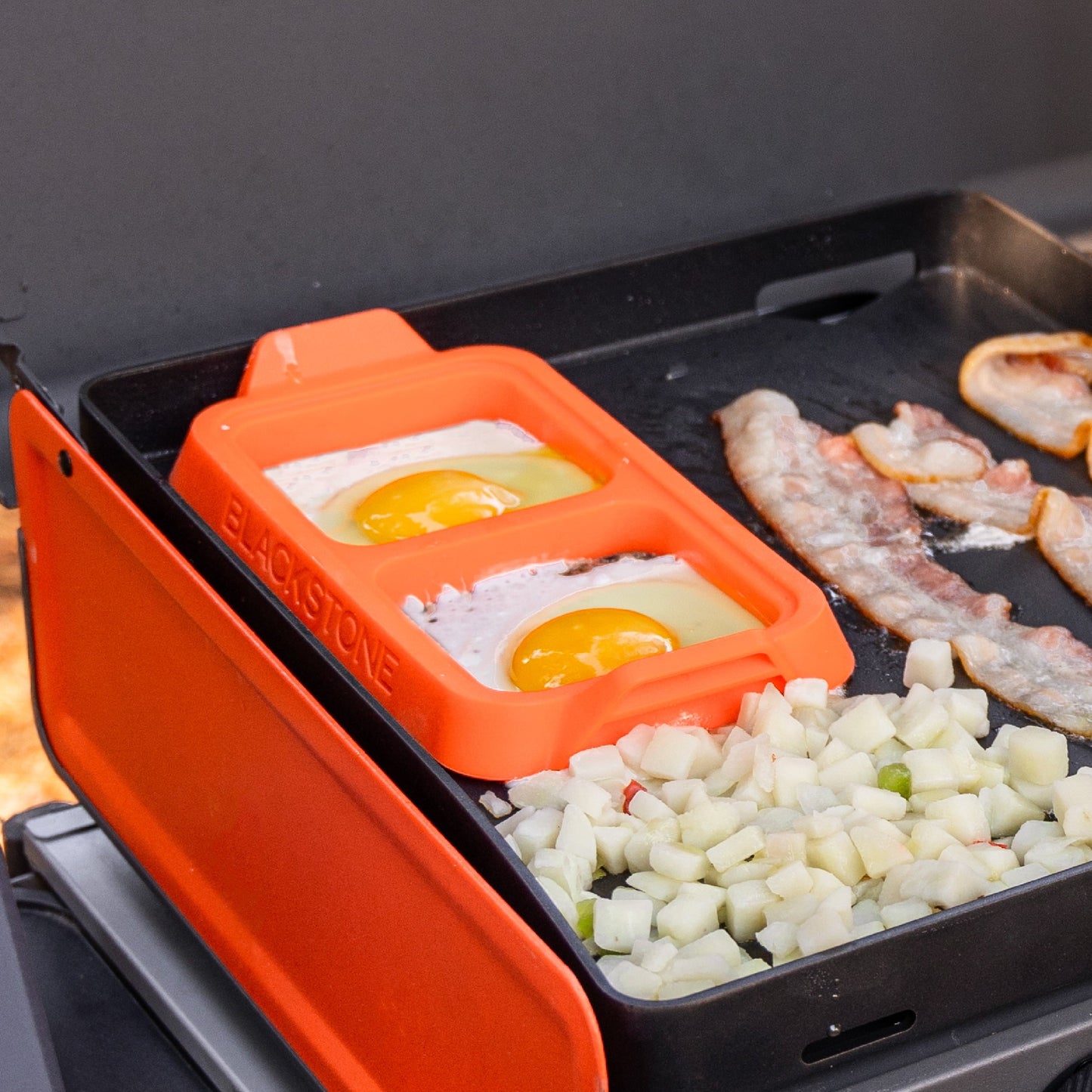 Professional Grade Silicone Egg Ring Tray Set with Heat-Resistant Handles, 2-Piece - Multi-Purpose Hand Tool for Daily Meal Prep Detail