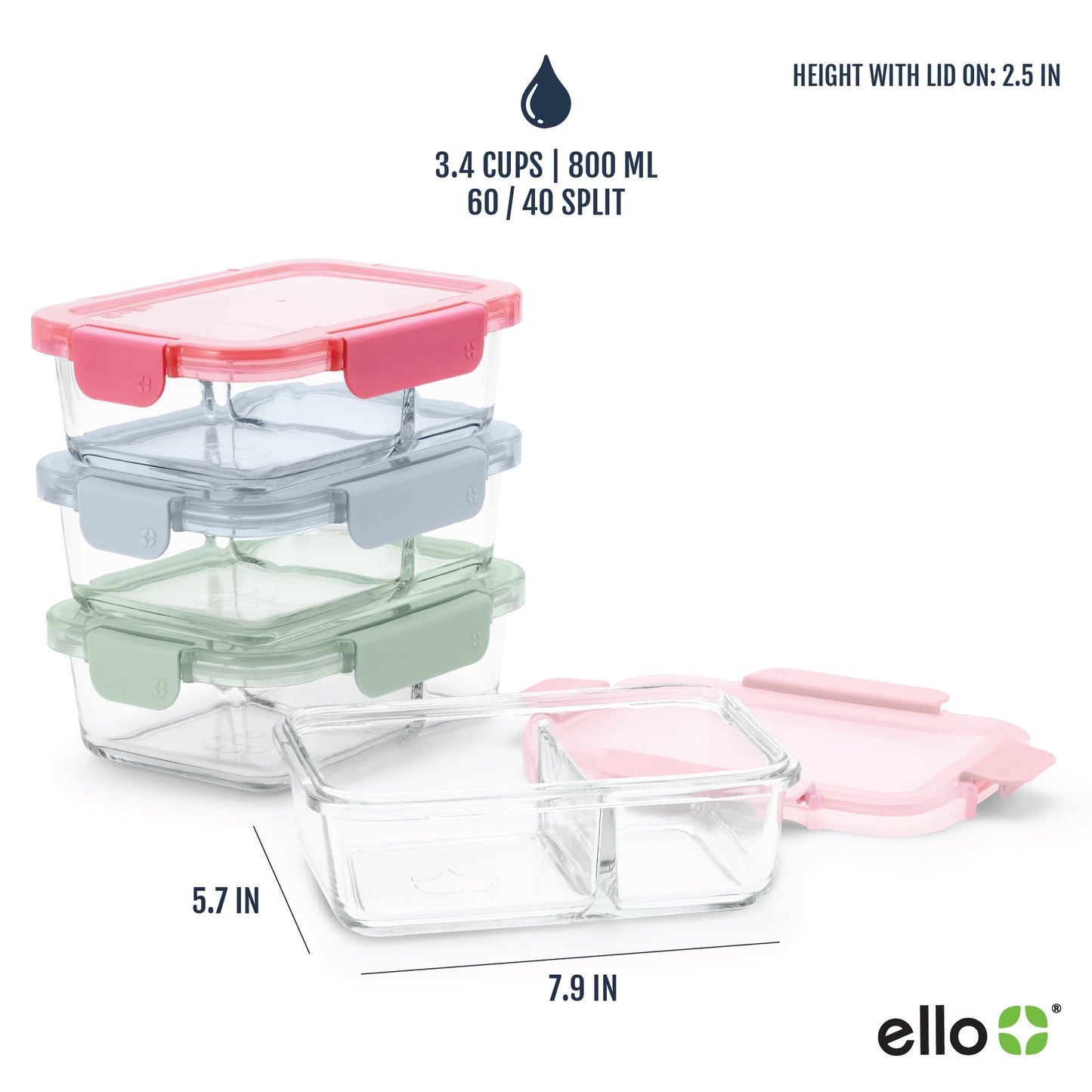 Whimsical Doughnut 8pc 3.4 Cup Divided Glass Meal Prep Set - Deliciously Soft Cupcake Sensory Glob Detail