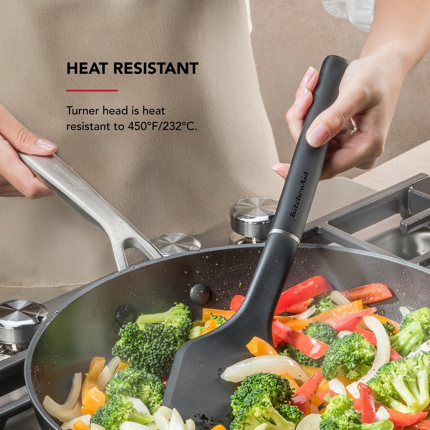Premium Silicone 3-Piece Cooking Utensils Set with Ergonomic Handles, Black - Heat-Resistant Silicone Cooking Spatula Turner Detail