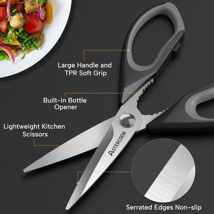 Ergonomic Manual 2 Pcs Kitchen Scissors, Heavy Duty Shears with Serrated Blade, Ergonomic Handle Food Scissor for Poultry, H... - Multi-Functional Manual Food Chopper & Slicer Detail