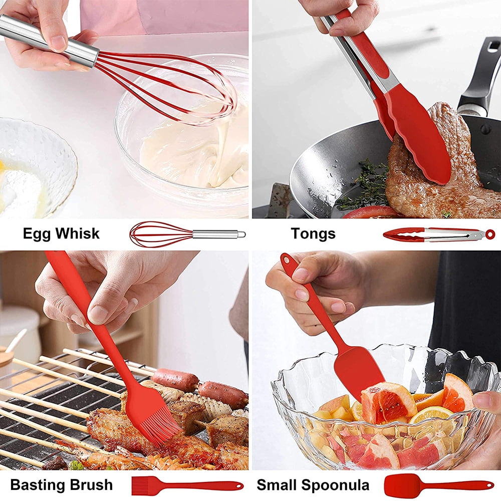 Durable Steel 14 Pcs Cooking Utensils Set with Holder, Heat Resistant Silicone Kitchen Cookware Utensils Set, Kitchen Cooking Tools... - Multi-Purpose Hand Tool for Daily Meal Prep Detail