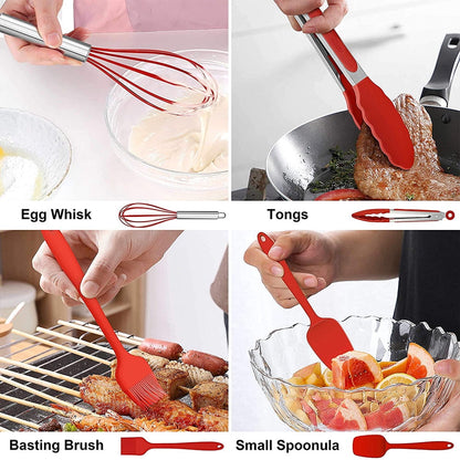 Durable Steel 14 Pcs Cooking Utensils Set with Holder, Heat Resistant Silicone Kitchen Cookware Utensils Set, Kitchen Cooking Tools... - Multi-Purpose Hand Tool for Daily Meal Prep Detail