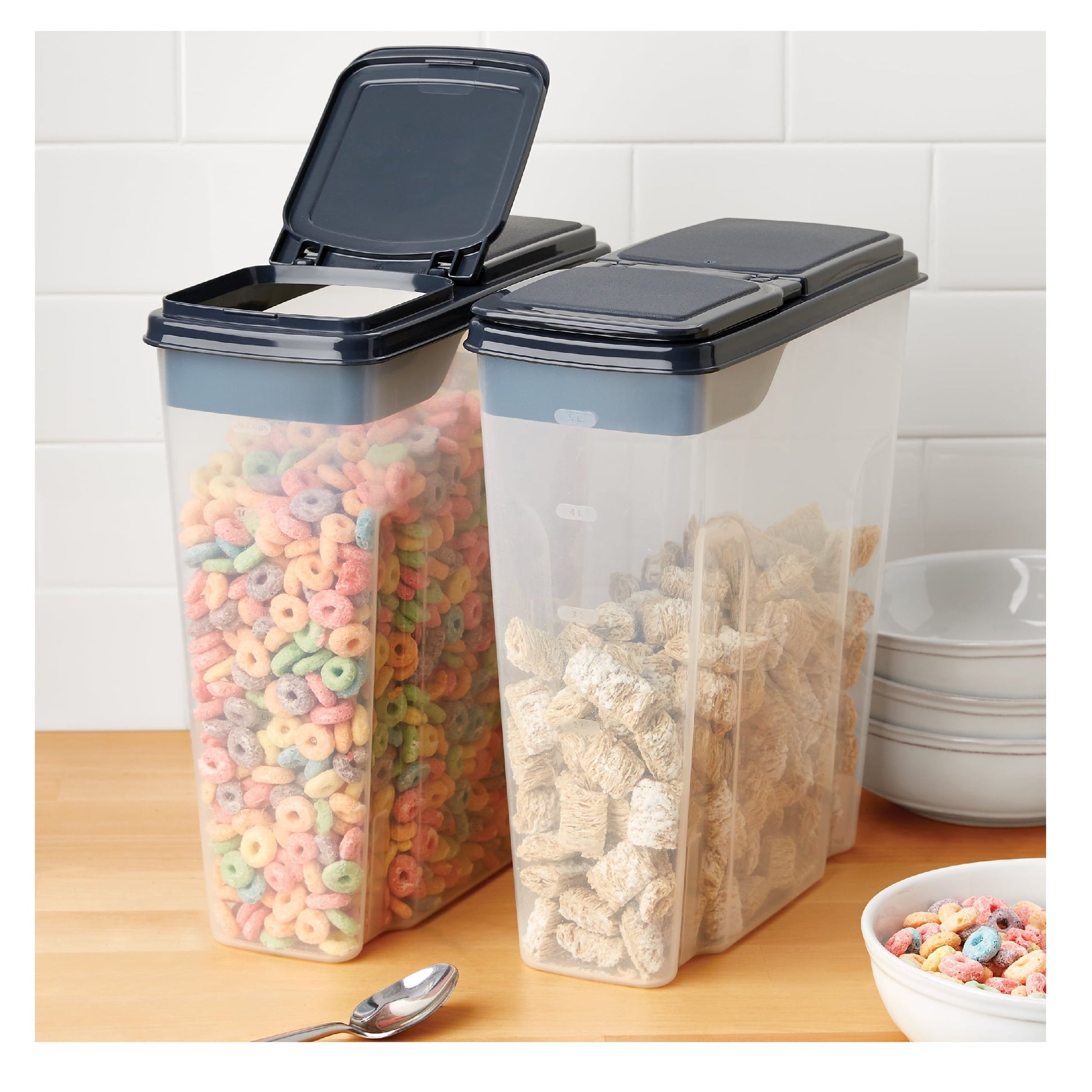 Whimsical Doughnut 2-Pack Plastic Cereal Keeper Storage Containers, Kitchen Pantry Organizer Canisters for Cereal and Dry Food... - Fun Food Fidget Cookie Squishable Toy Detail