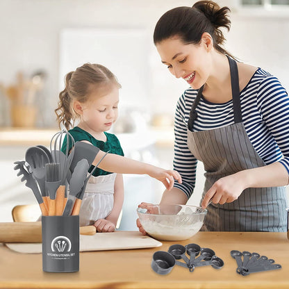 Heavy Duty Silicone Cooking Utensils Set, 446°F Heat Resistant Wooden Handle Cooking Kitchen Utensils Spatula Set with Holder fo... - Heavy Duty Stainless Steel Kitchen Shears Detail