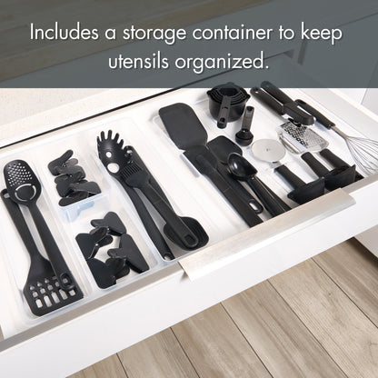 Professional Grade 36 Piece Kitchen Gadget Set with Kitchen Cooking Utensils, and Drawer Organizer, Black - Heavy Duty Stainless Steel Kitchen Shears Detail