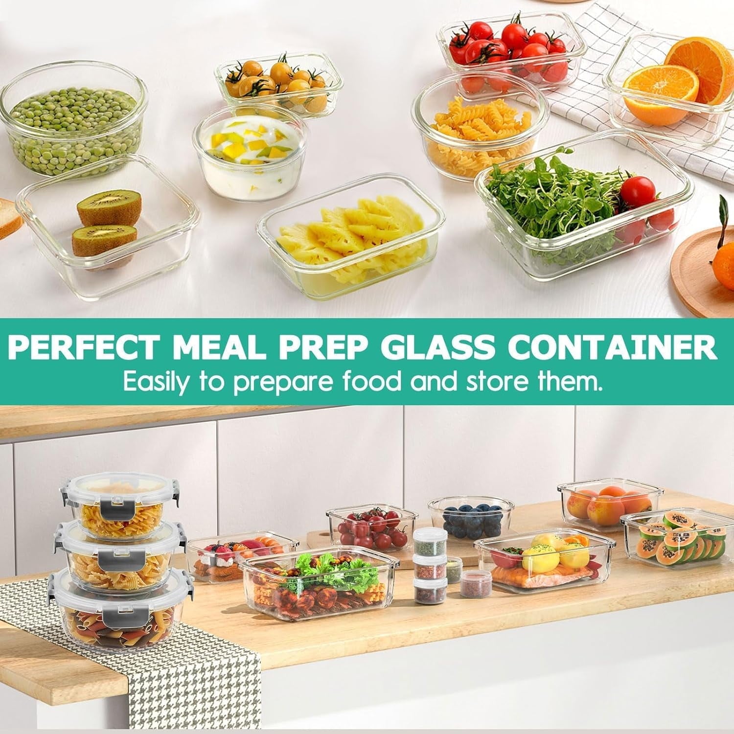 Sweet Treat Shaped 34pcs Glass Food Storage Containers with Lids Set, Airtight Meal Prep Containers (17 Containers & 17 Lids), Grey - Deliciously Soft Cupcake Sensory Glob Detail