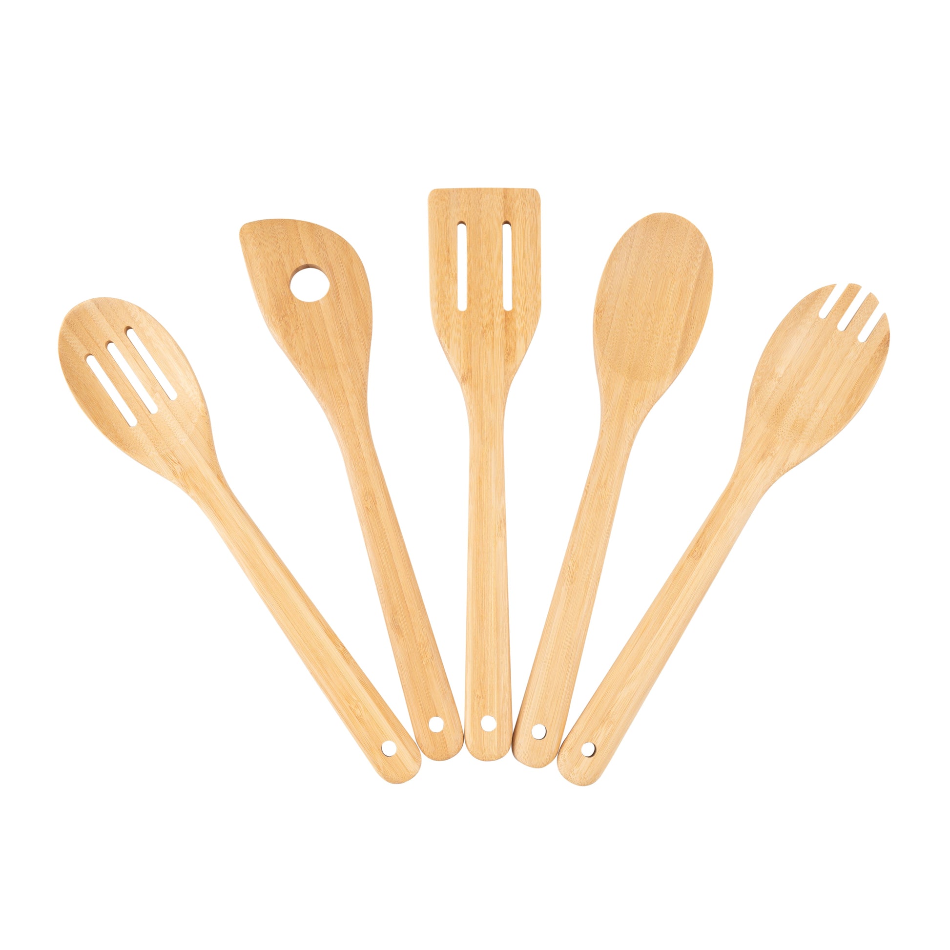 Seamless One-Piece 5pk Bamboo Spoons for Cooking, Kitchen Essential Tools Set - Heat-Resistant Silicone Cooking Spatula Turner Detail