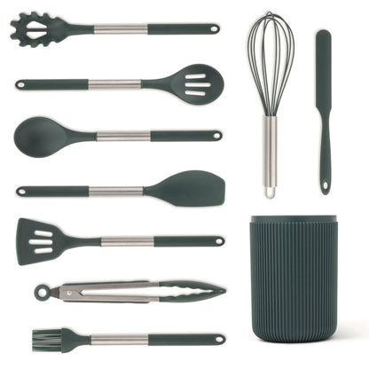 Professional Grade 10-Piece Silicone Gadget Set - Green - Multi-Purpose Hand Tool for Daily Meal Prep Detail