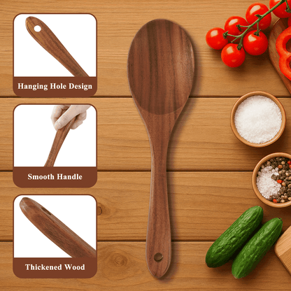 Ergonomic Cooking Wooden Spoons for Cooking, 8 Pcs Natural Wooden Utensil for Cooking with Non-Stick, Heat Resistant, Wood... - Heat-Resistant Silicone Cooking Spatula Turner Detail