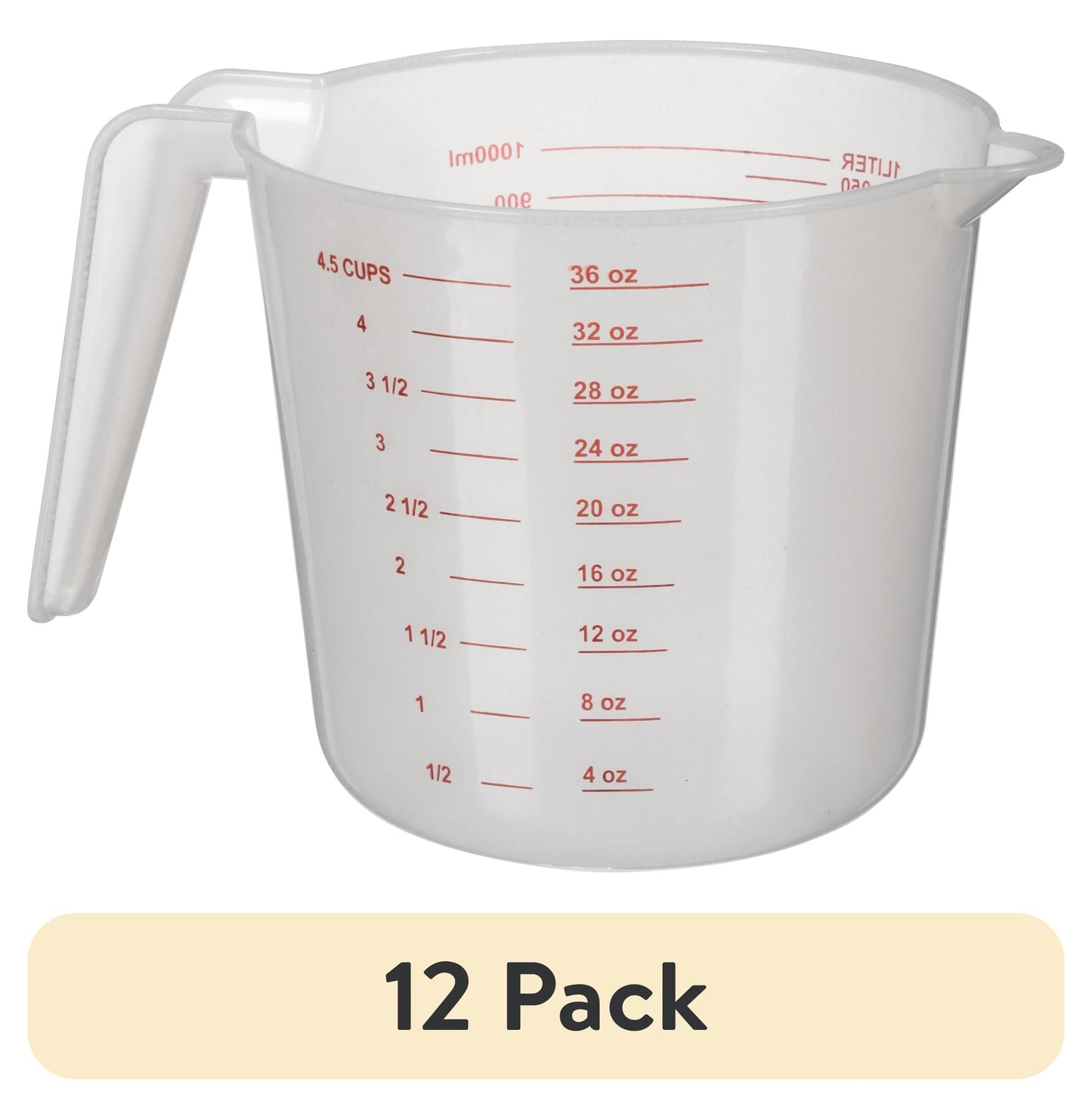 Time-Saving (12 pack) 4 Cup PP Plastic Measuring Cup, 32 oz, Clear - Premium Stainless Steel Garlic Presser & Peeler - Default Title