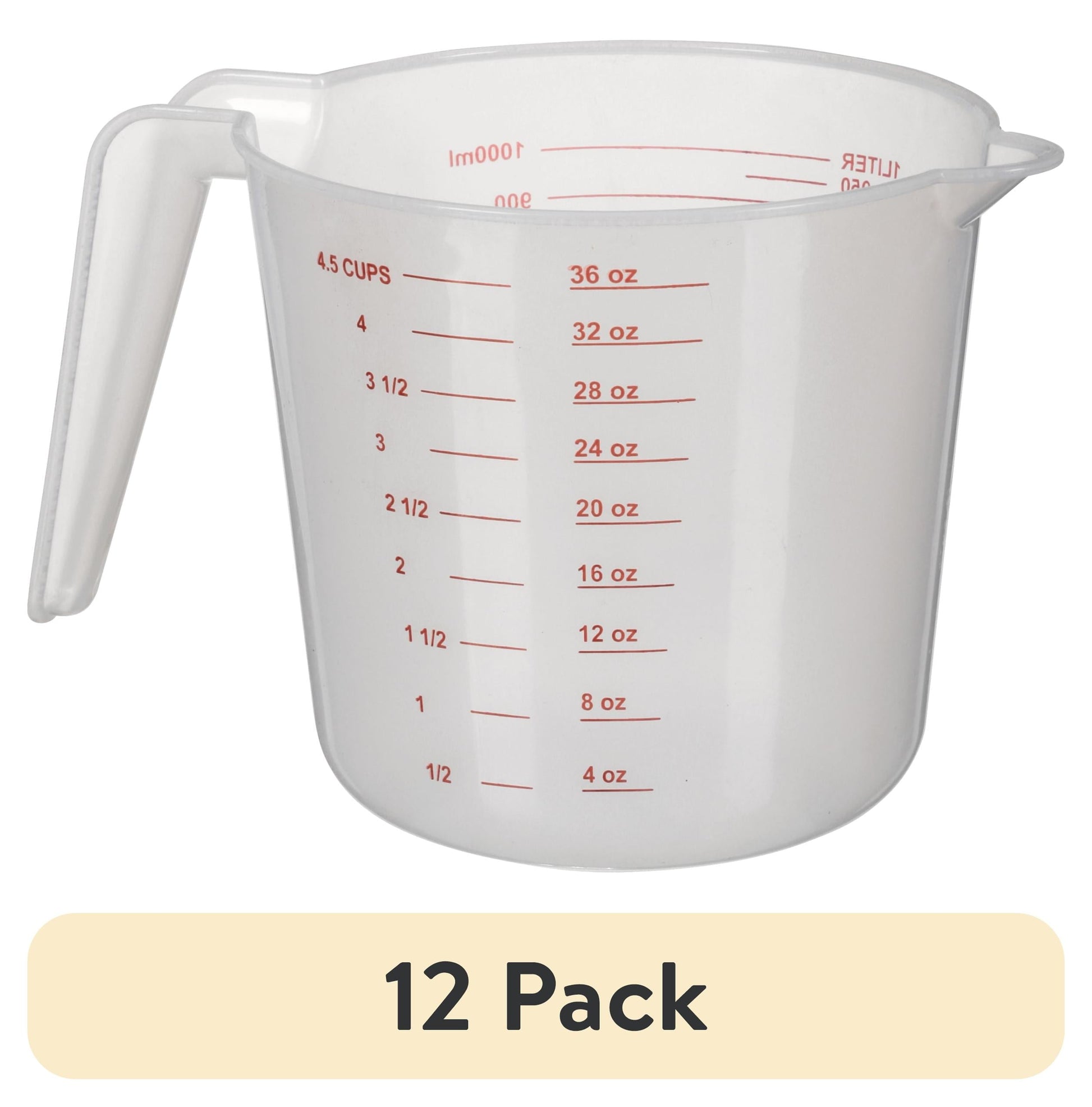 Time-Saving (12 pack) 4 Cup PP Plastic Measuring Cup, 32 oz, Clear - Premium Stainless Steel Garlic Presser & Peeler - Default Title