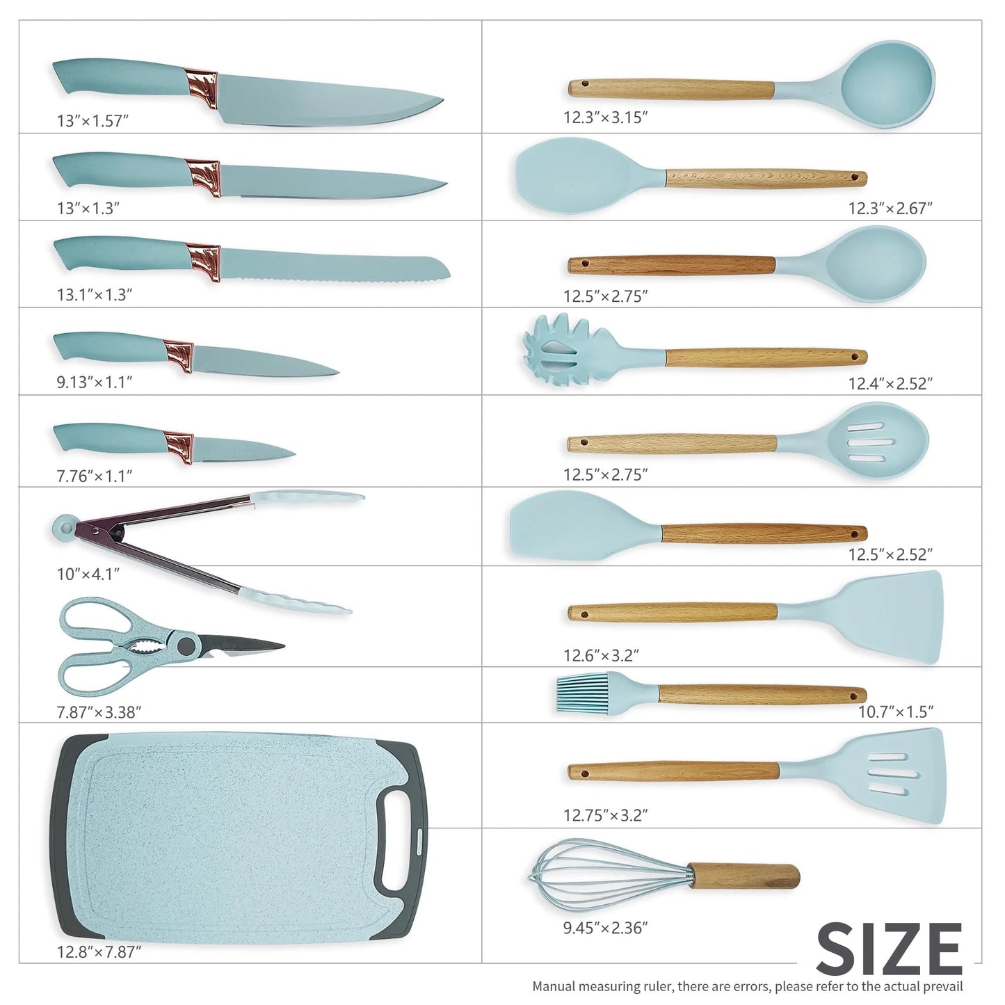 Heavy Duty Silicone Kitchen Cooking Utensils Set, 19 Pieces Utensil with Holder, Heat Resistant, Green - High-Precision Culinary Tool for Baking & Cooking Detail