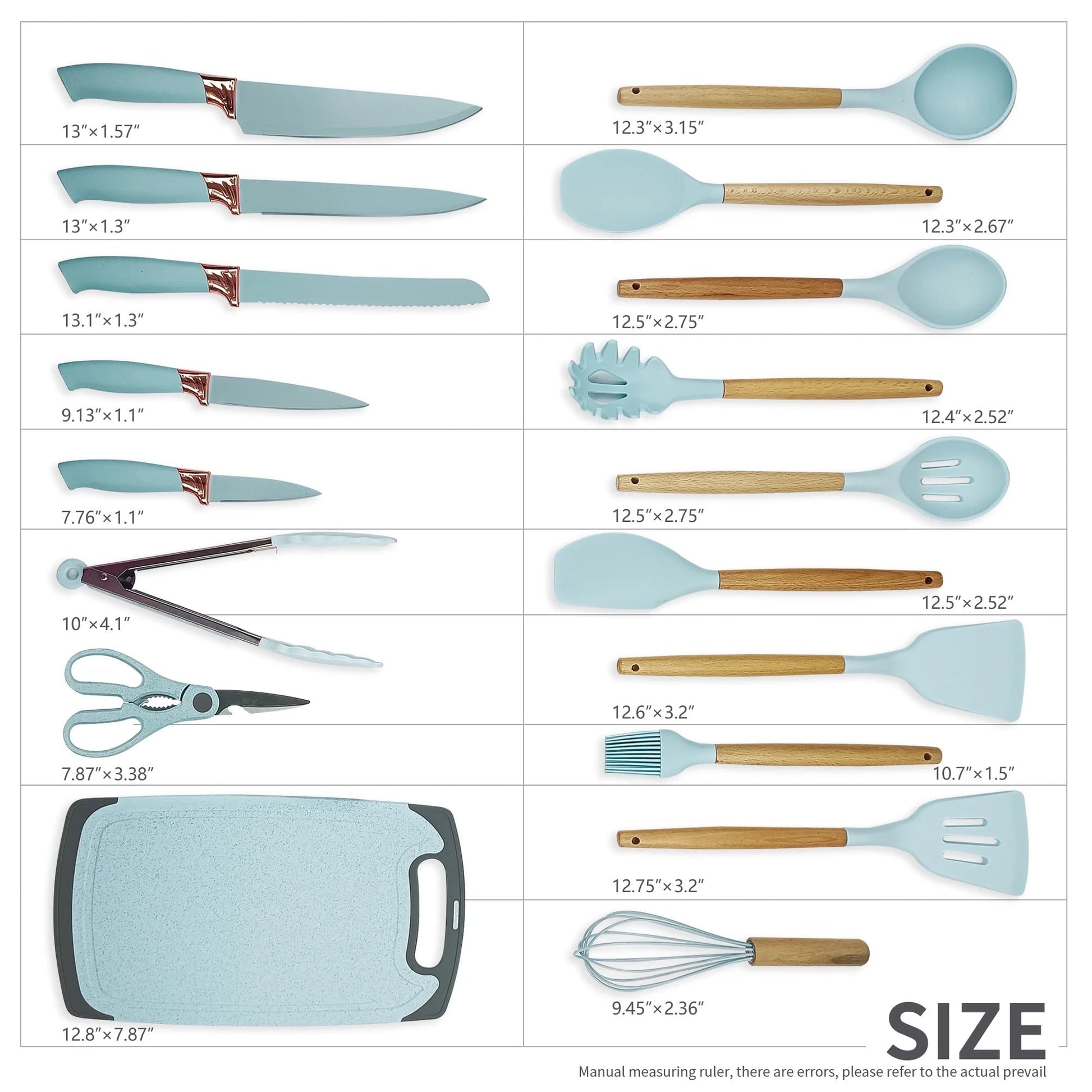 Heavy Duty Silicone Kitchen Cooking Utensils Set, 19 Pieces Utensil with Holder, Heat Resistant, Green - High-Precision Culinary Tool for Baking & Cooking Detail