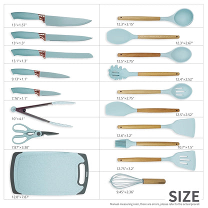 Heavy Duty Silicone Kitchen Cooking Utensils Set, 19 Pieces Utensil with Holder, Heat Resistant, Green - High-Precision Culinary Tool for Baking & Cooking Detail