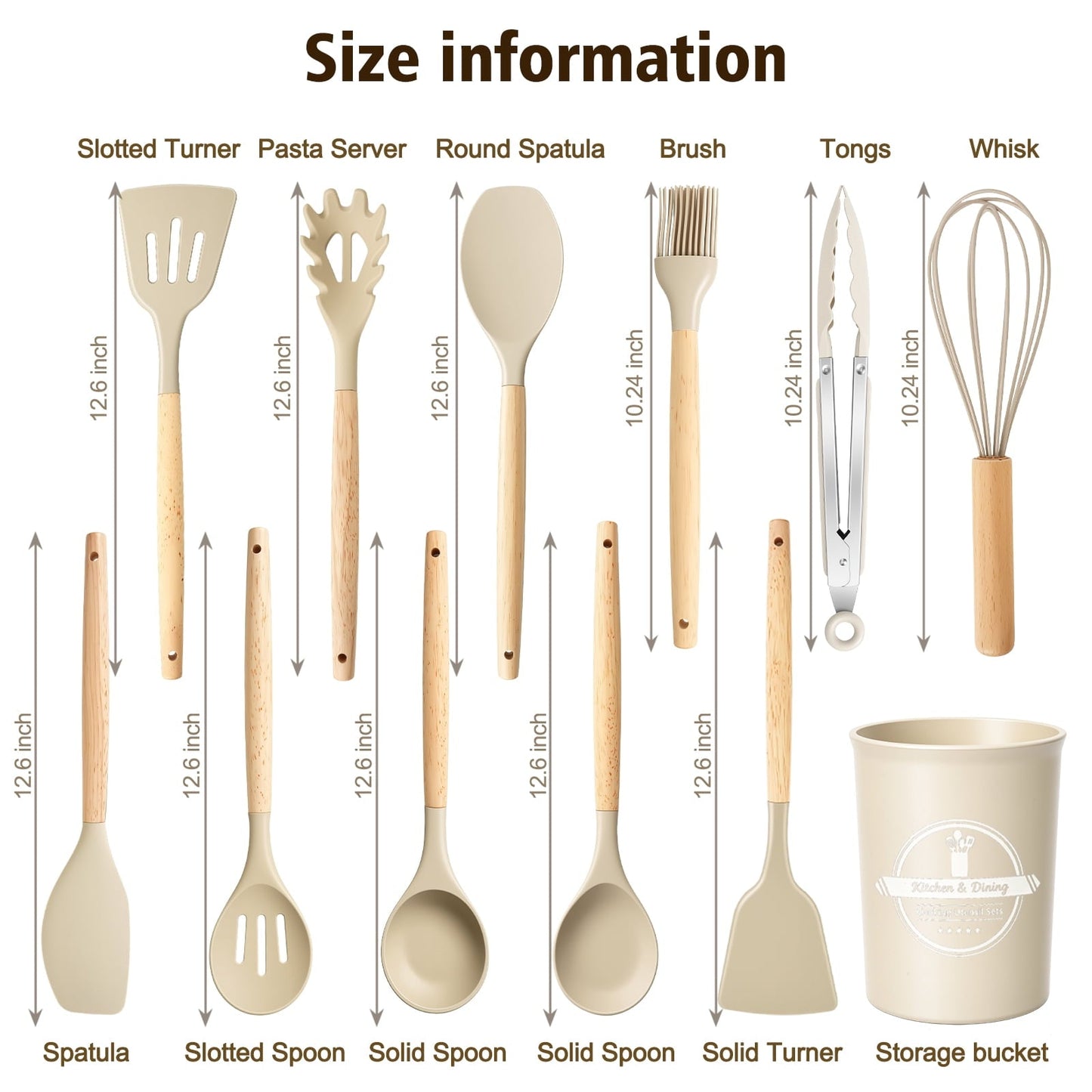High-Precision Silicone Cooking Utensils Set, Heat Resistant Kitchen Tools, 36 PCS Non-Stick Silicone Cooking Kitchen Utensils, Khaki - Professional Kitchen Tool for Culinary Enthusiasts Detail