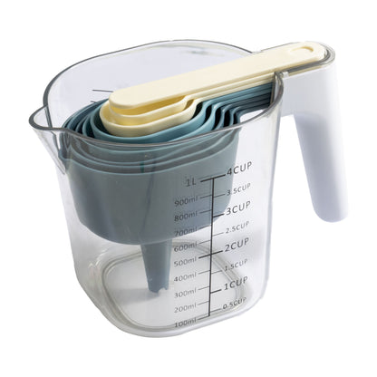 Innovative 9-Piece Stackable Measuring Set Kitchen Tools for Cooking, 7.48" L, Blue - Premium Stainless Steel Garlic Presser & Peeler Detail