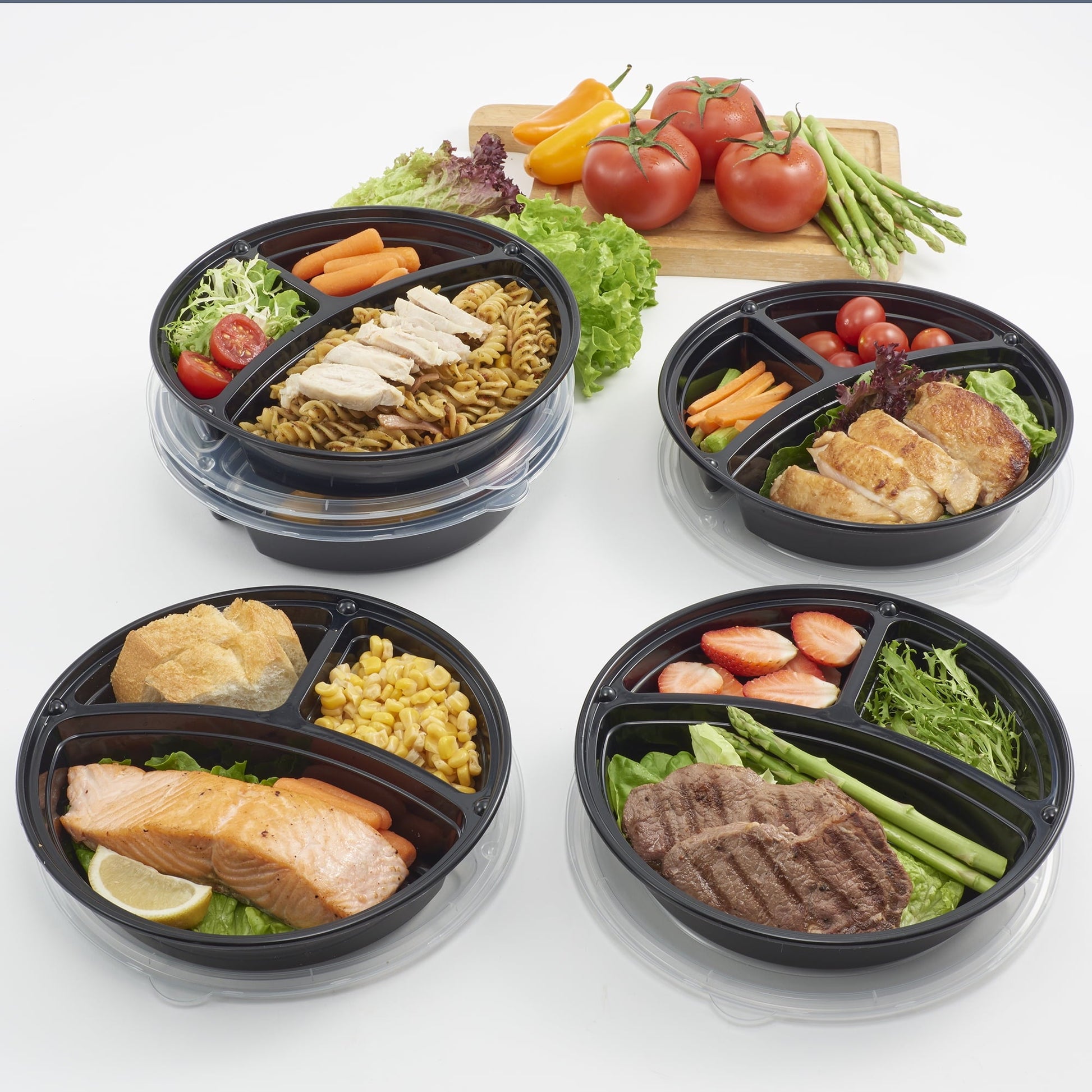 Deliciously Squishy 5-Pack Round Meal Prep Containers with 3 Compartments and Lids, 1L, BPA-Free, Microwave & Dishwasher Safe, Made for F... - Squishy Dohnut Sweet Treat Shaped Stress Toy Detail