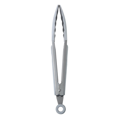 Durable Steel 9" Stainless Steel and Silicone Locking Tongs, Soft Grip Handle, Grey Flannel - Professional Kitchen Tool for Culinary Enthusiasts Detail