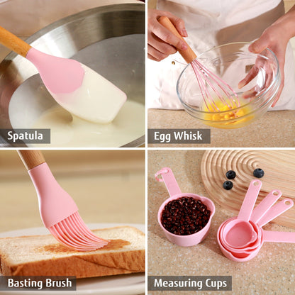 Durable Steel 32 PCS Silicone Cooking Utensils Set, 446°F Heat Resistant for Nonstick Cookware - High-Precision Culinary Tool for Baking & Cooking Detail