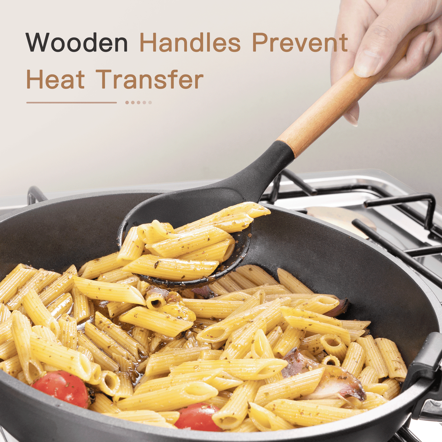 Premium Kitchen Silicone Cooking Utensils Set, 38 PCS Kitchen Utensils Set for 446°F Heat Resistant, Food Grade Utensil Sets with Woo... - Innovative Kitchen Helper for Modern Cooking Detail