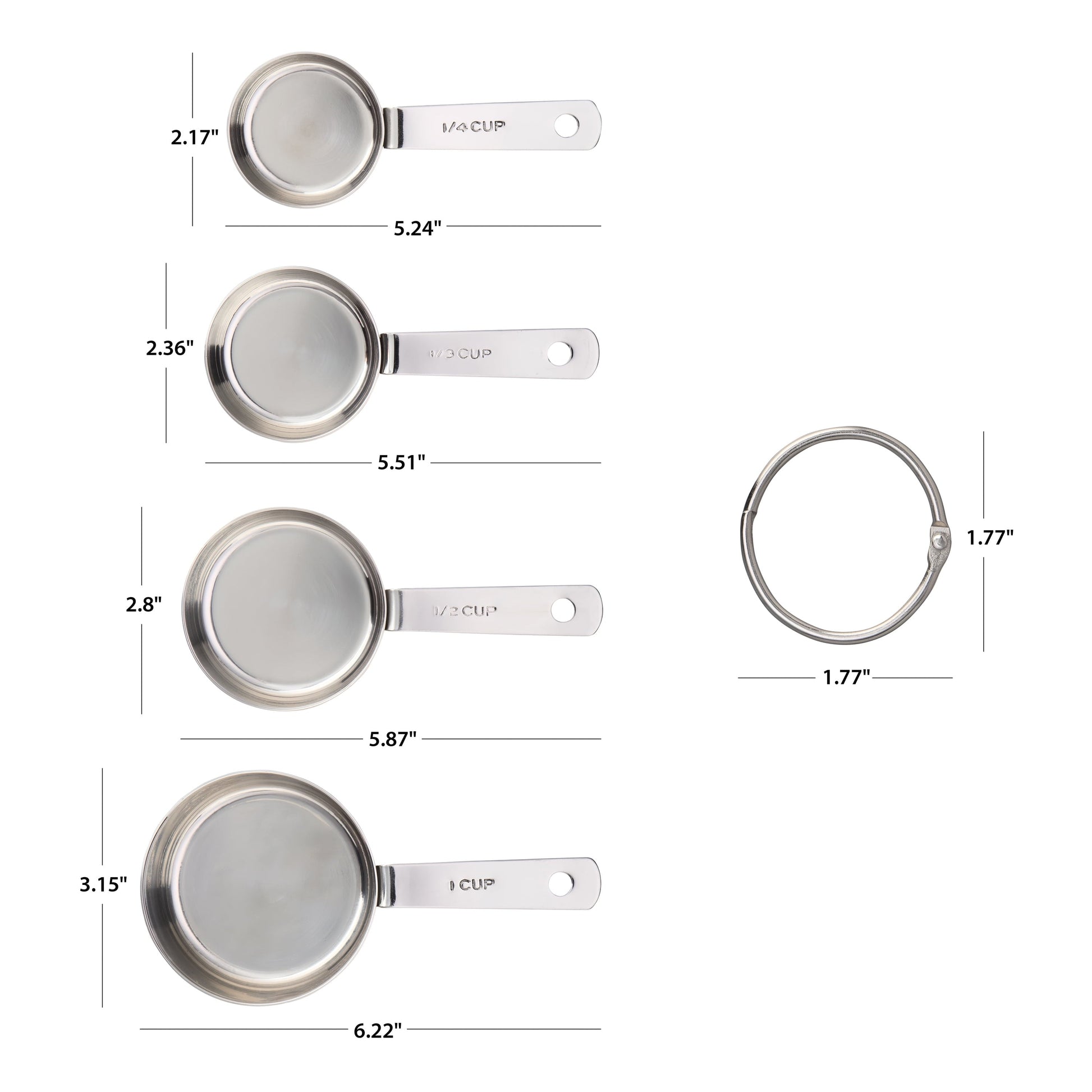 Premium Kitchen Kitchen Stainless Steel 4-Piece Nesting Measuring Cups - Premium Stainless Steel Garlic Presser & Peeler Detail