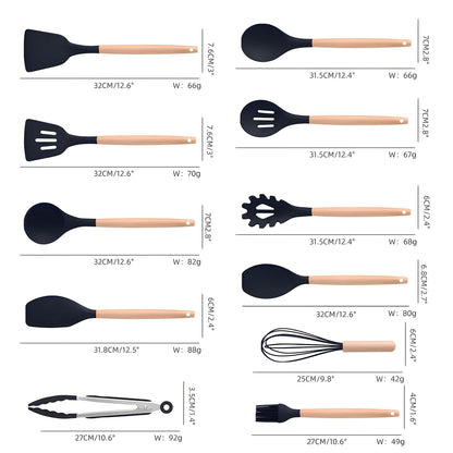Seamless One-Piece Kitchen Utensils Set- 19 Pcs Silicone Cooking Utensils Set for Nonstick Cookware-Silicone Spatulas Set, Kitchen Gadge... - Ergonomic Kitchen Tongs and Cooking Spoon Utensil Detail