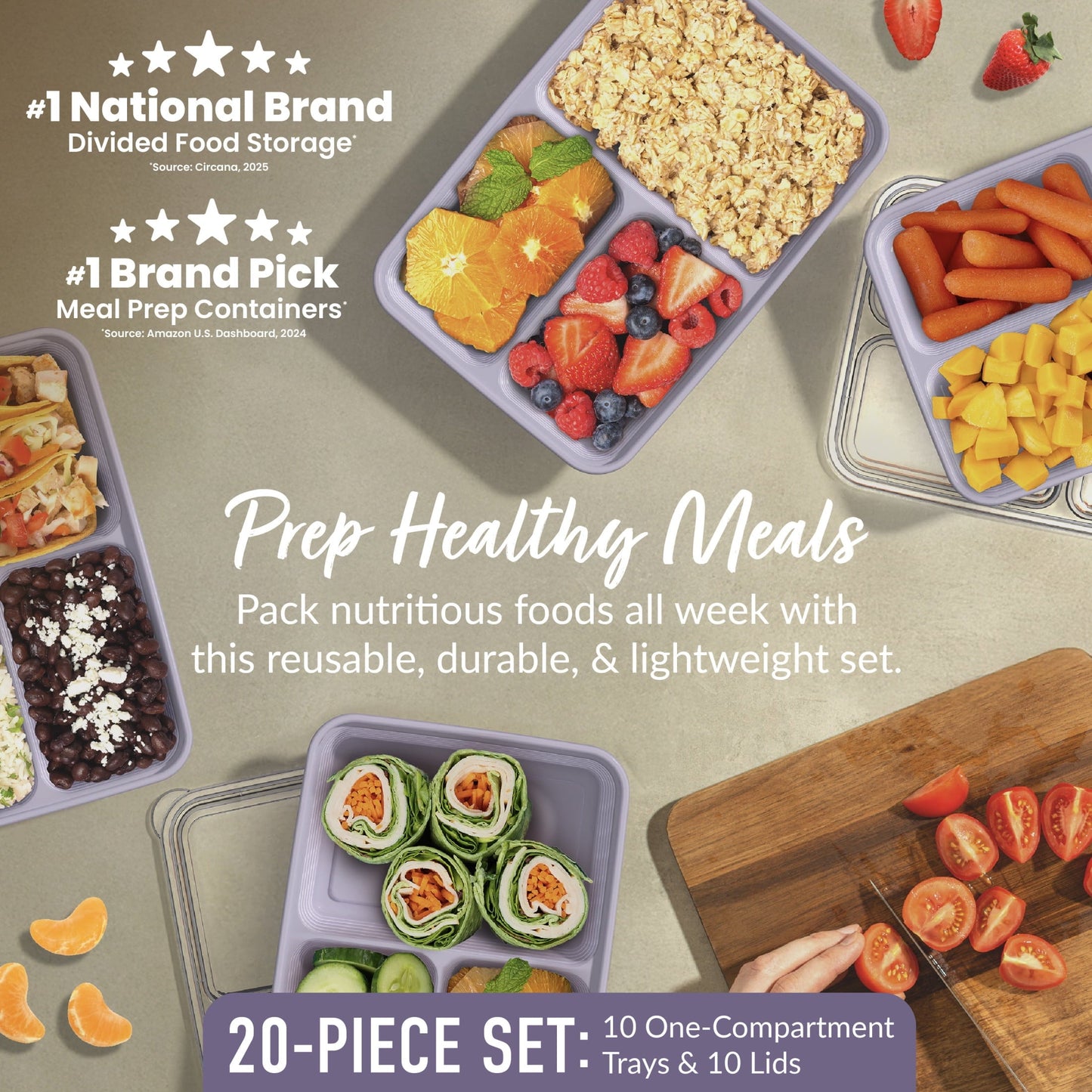 Playful Geometric 3-Compartment Meal Containers with Lids, PFAS & BPA Free Materials, Durable, Microwave, Freezer, & D... - Deliciously Soft Cupcake Sensory Glob Detail