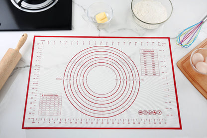 Ergonomic Manual Reusable Silicone 24"x 18" Pastry Mat with Measurements - Multi-Functional Manual Food Chopper & Slicer Detail
