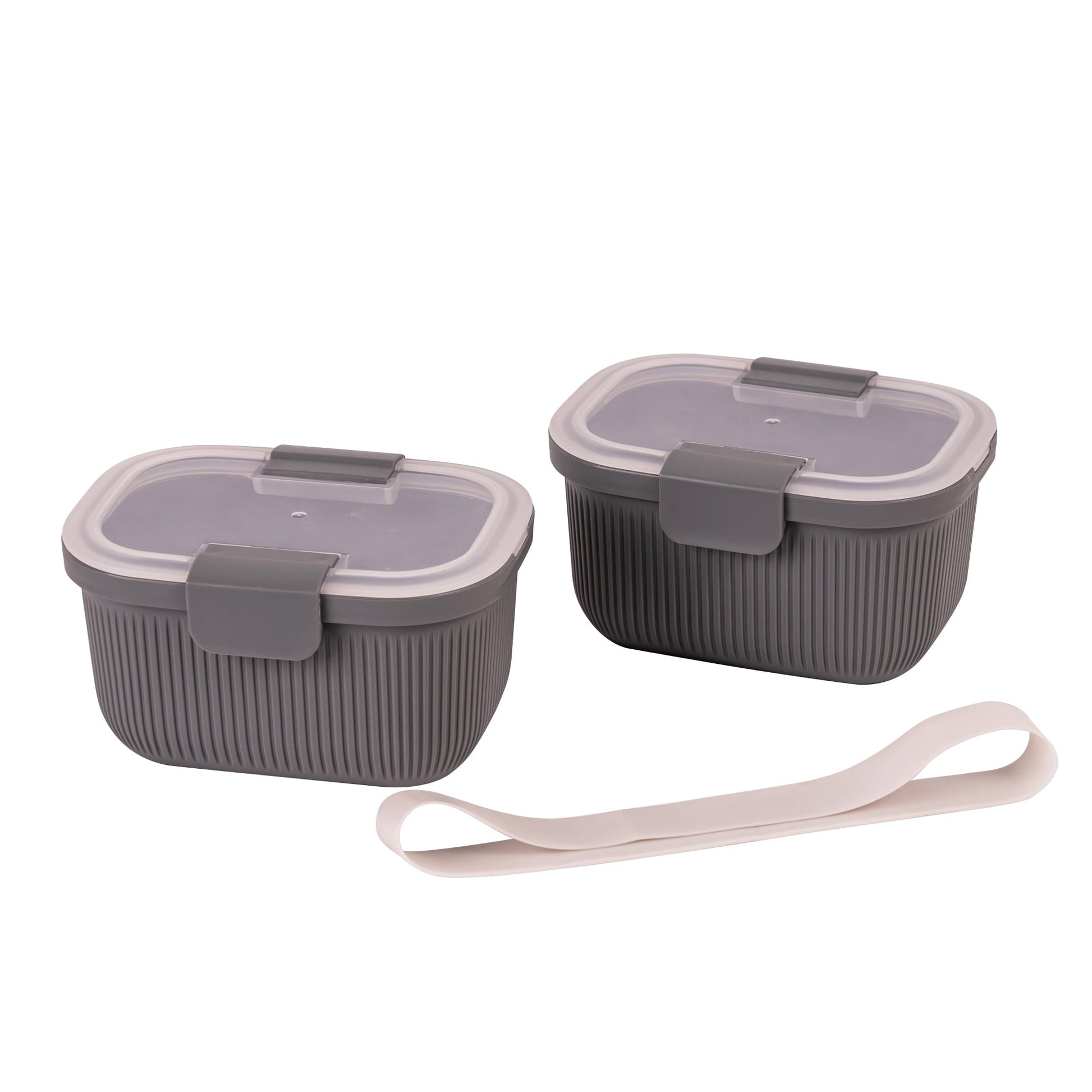 Sweet Treat Shaped Plastic Food Storage Bento Snack Container, Rectangle, Grey, 19oz Capacity, Made for Portable Food Storage - Playful Star & Heart Shaped Geometric NeeDoh Detail