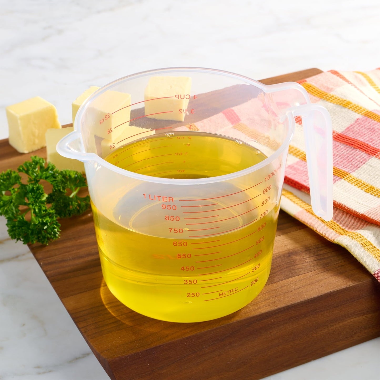 Time-Saving (12 pack) 4 Cup PP Plastic Measuring Cup, 32 oz, Clear - Premium Stainless Steel Garlic Presser & Peeler Detail
