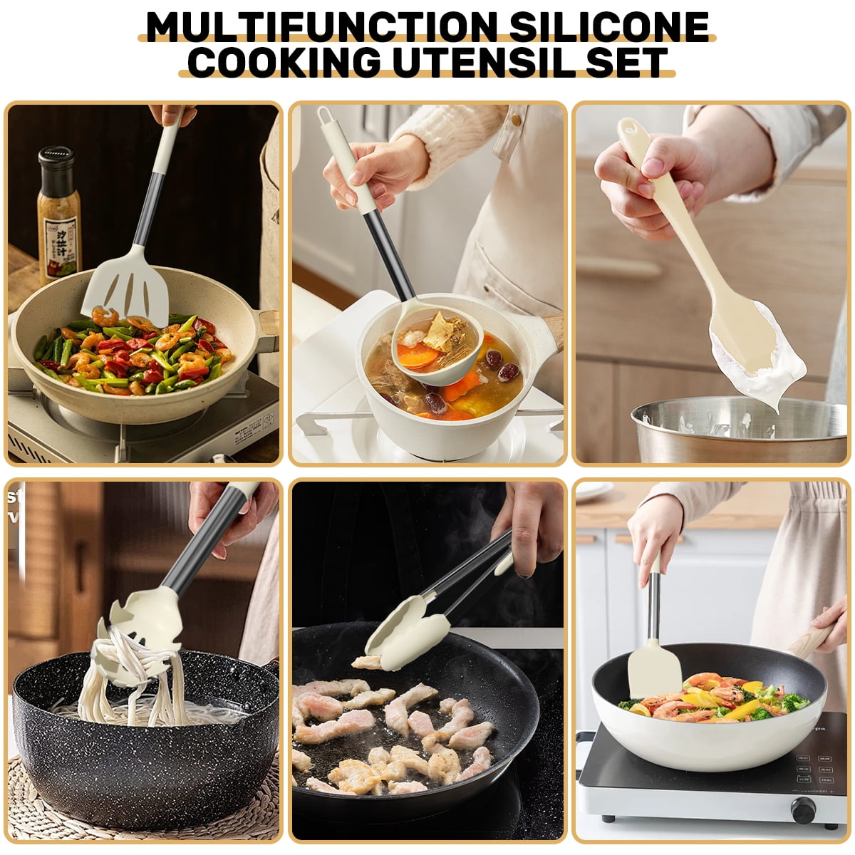 Premium Silicone Silicone Cooking Utensil Set, 30 Pcs Kitchen Utensils Set with Stainless Steel Handle, Food Grade Silicone Spatula Se... - Durable Turner & Ladle Utensil Set for Home Chefs Detail