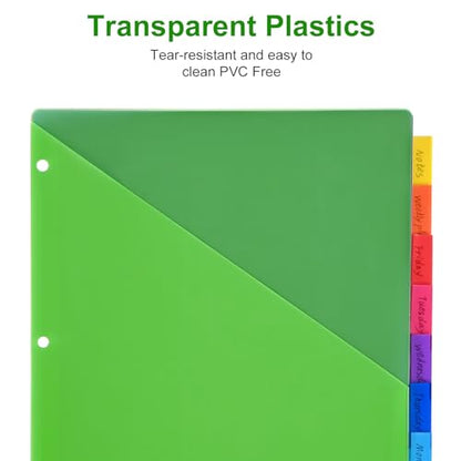 Modern 8-Tab Binder Dividers - Index Pockets Divider Collection