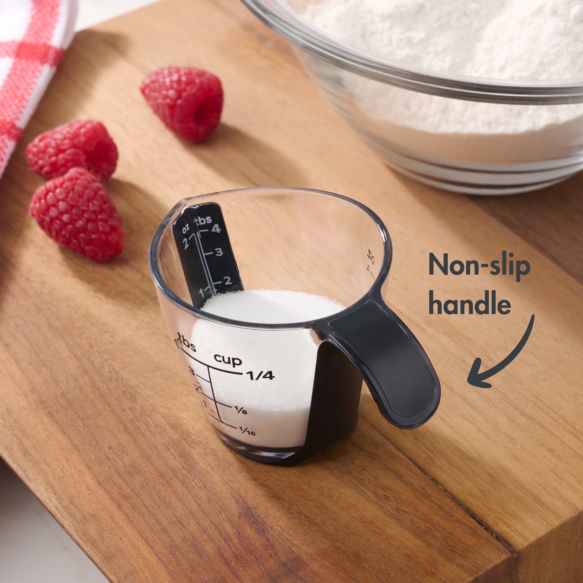 Premium Kitchen 1/4C Plastic Mini Measuring Cup, Black/Transparent - Innovative Kitchen Helper for Modern Cooking Detail