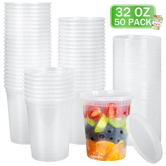 Fun Food Fidget 32oz Deli Containers with Lids 50 Sets, Food Storage Containers with Lids, Soup Containers with Lids, Stackable Plast... - Playful Star & Heart Shaped Geometric NeeDoh - Default Title