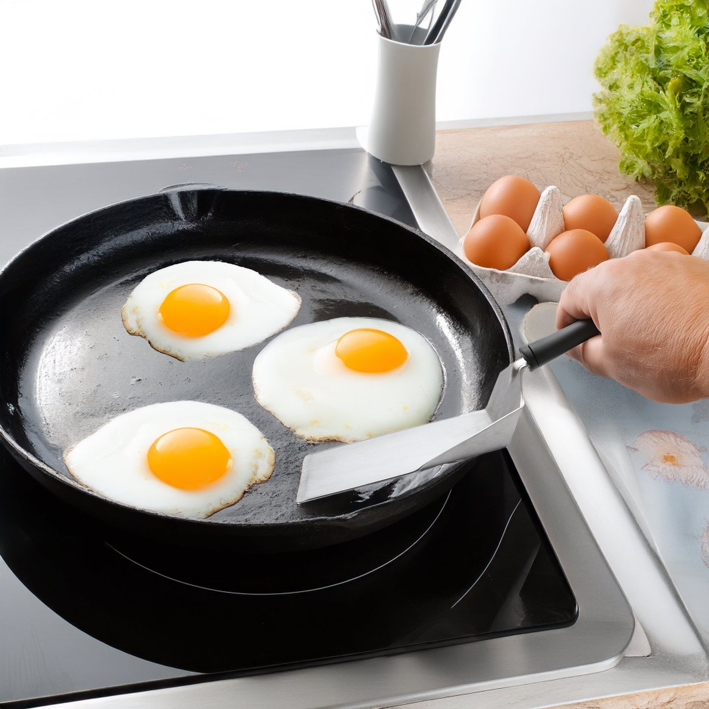 Durable Steel Dishwasher safe 11.81 in Stainless Steel Kitchen Spatula - Professional Kitchen Tool for Culinary Enthusiasts Detail