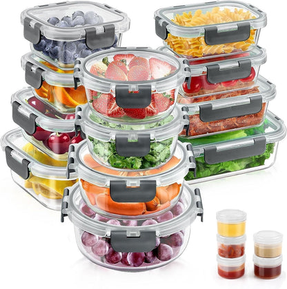 Sweet Treat Shaped 34pcs Glass Food Storage Containers with Lids Set, Airtight Meal Prep Containers (17 Containers & 17 Lids), Grey - Deliciously Soft Cupcake Sensory Glob - Default Title