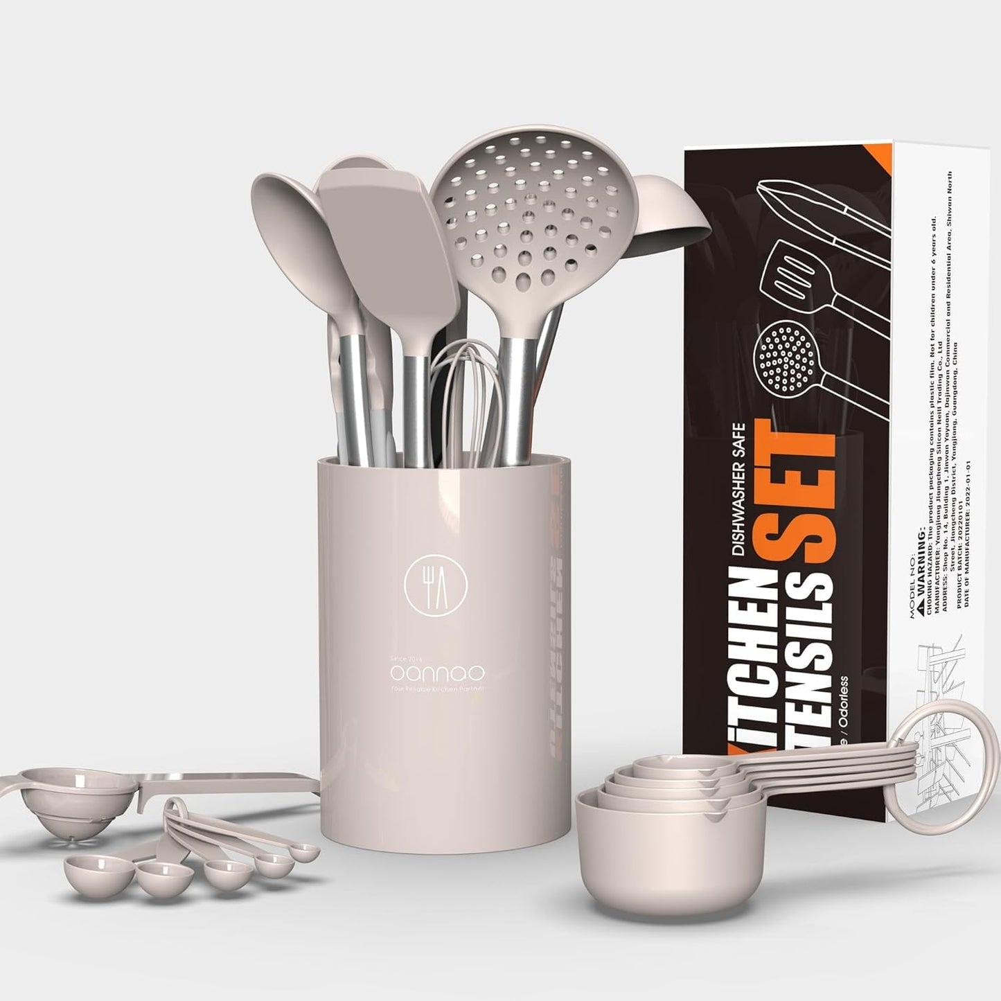Professional Grade Large Silicone Cooking Utensils Set - Heat Resistant Kitchen Utensils,Turner Tongs,Spatula,Spoon,Brush,Whisk,Stainles... - Multi-Purpose Hand Tool for Daily Meal Prep Detail