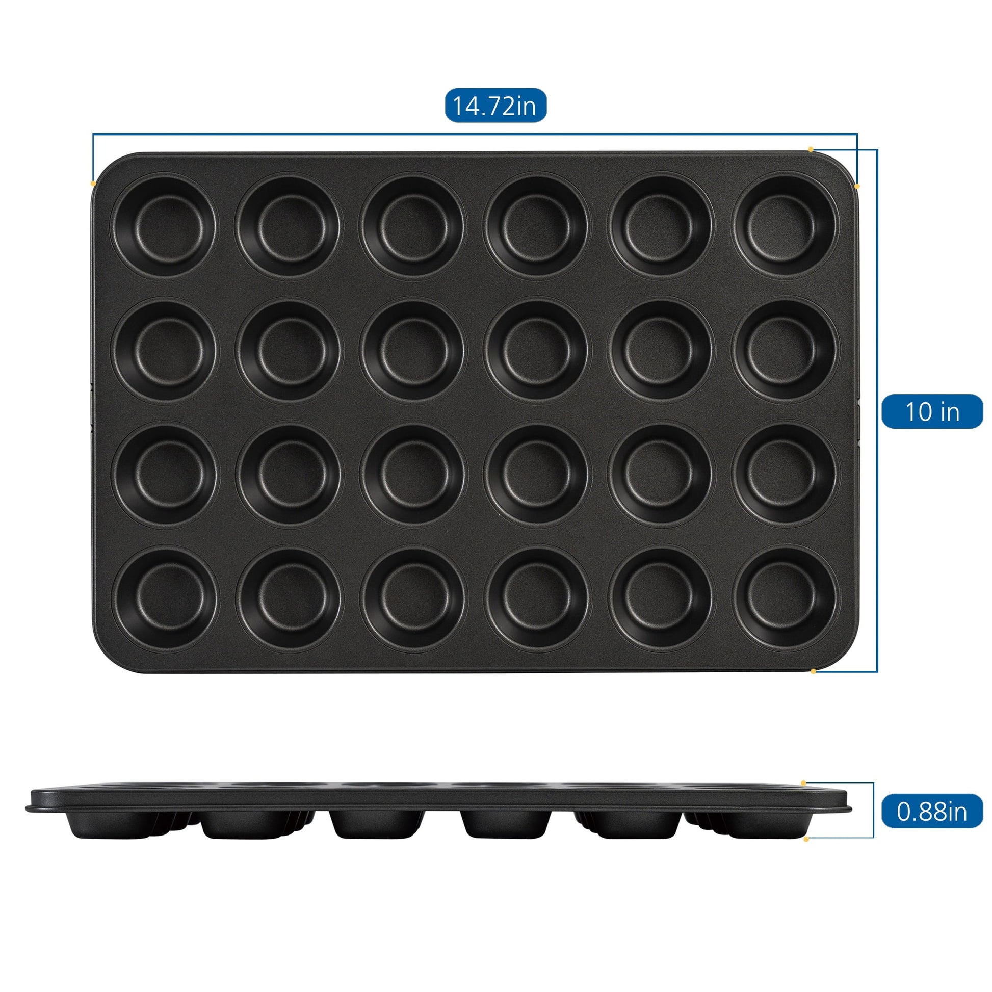 Innovative 24 Cavity Mini Muffin Pan, Non-Stick Bakeware,1.8 inch Diameter Cups,Gray,Carbon Steel - Multi-Functional Manual Food Chopper & Slicer Detail