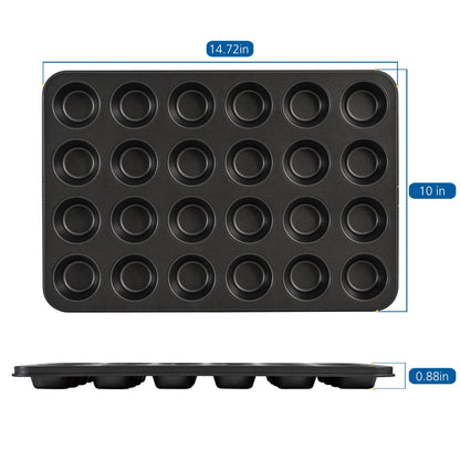 Innovative 24 Cavity Mini Muffin Pan, Non-Stick Bakeware,1.8 inch Diameter Cups,Gray,Carbon Steel - Multi-Functional Manual Food Chopper & Slicer Detail