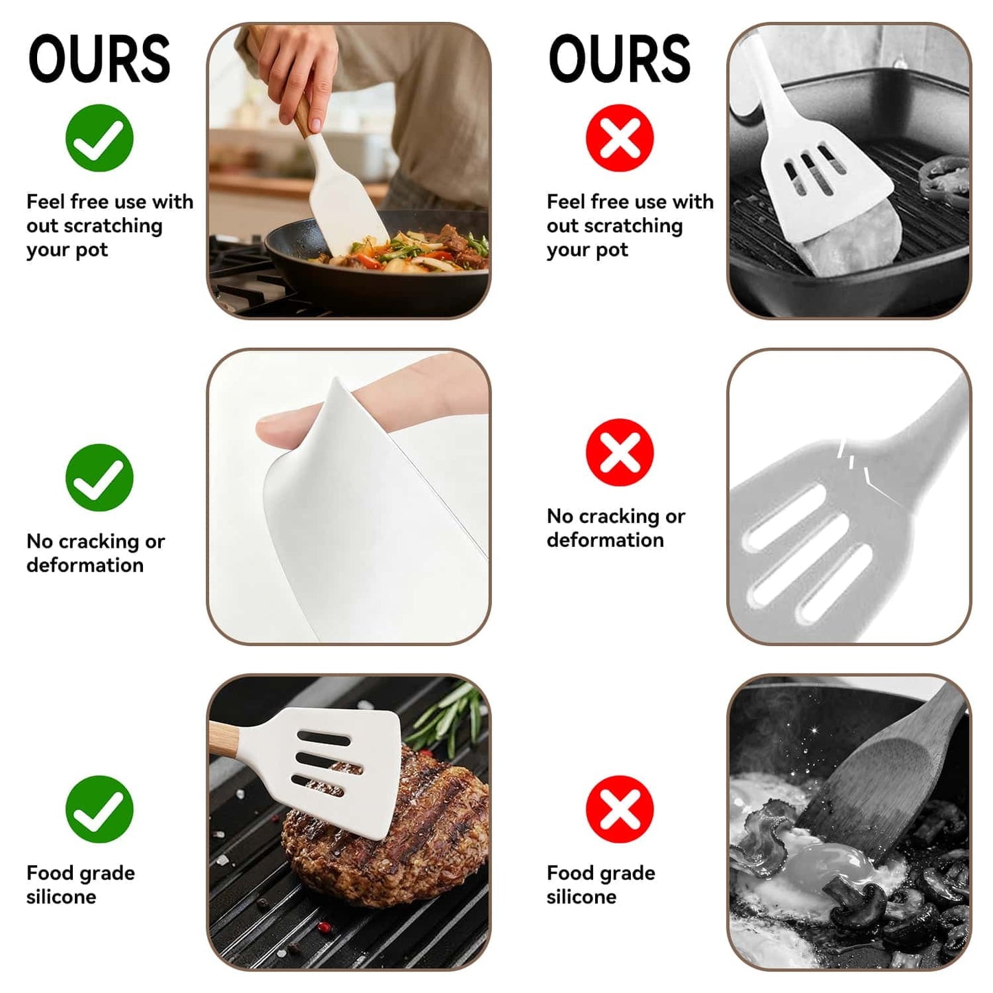 Heat-Resistant Kitchen Utensils Set for Cooking, 11 Cooking Utensils, 6 Knife set Beige,3 Utensil Sets,utensilios de cocina - Durable Turner & Ladle Utensil Set for Home Chefs Detail