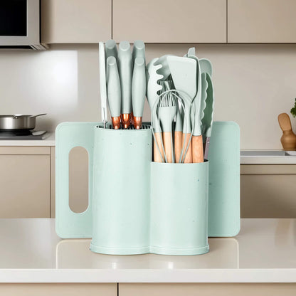 Durable Steel 19pcs Silicone Kitchen Utensil Set, Heat-Resistant Non-Stick Easy Cooking Cleaning Home Light-Green - Professional Kitchen Tool for Culinary Enthusiasts Detail
