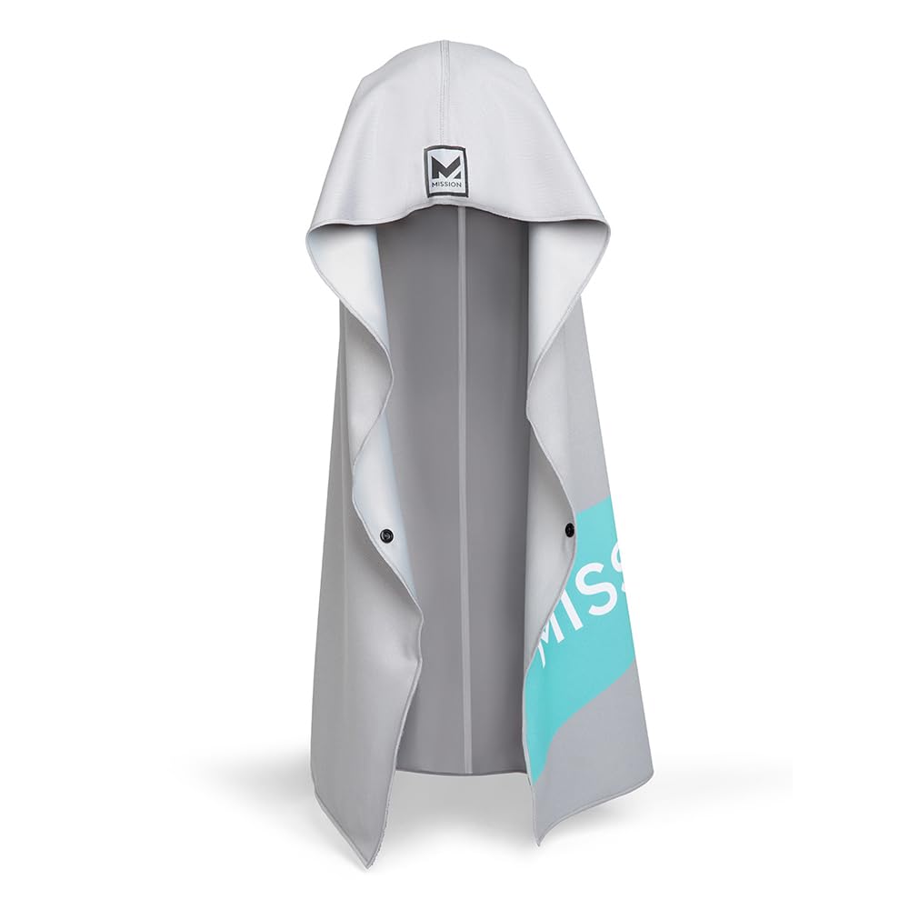MISSION Max Plus Cooling Hoodie Towel- Hood Towel, Cools Instantly When Wet, UPF 50 Sun Protection, Contours Your Head to Stay in Place, Great for Sports, Fitness, Gym (White Camo)