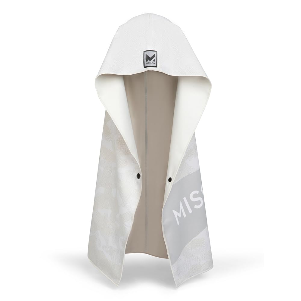 MISSION Max Plus Cooling Hoodie Towel- Hood Towel, Cools Instantly When Wet, UPF 50 Sun Protection, Contours Your Head to Stay in Place, Great for Sports, Fitness, Gym (White Camo)