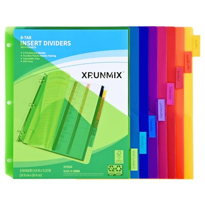 Modern 8-Tab Binder Dividers - Index Pockets Divider Collection